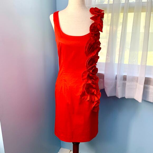 Cynthia Steffe Dresses & Skirts - NWT Seamline Cynthia Steffe Red Sleeveless Sheath Dress with Ruffle Size 0